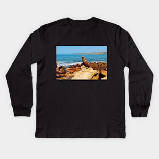 San Diego La Jolla Cove Sea Lions California USA Photography Kids Long Sleeve T-Shirt